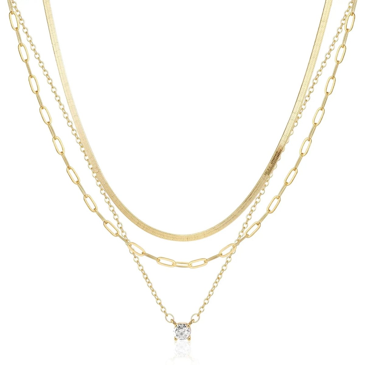 Gosfry Gold Filled Cubic Zirconia Necklaces - GOSFRY