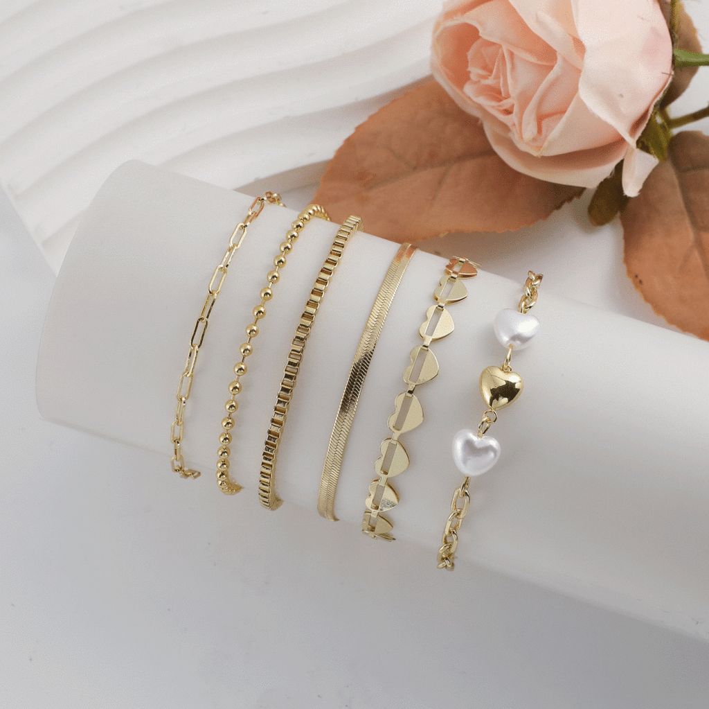 Gosfry Gold Layered Bracelets Stack - GOSFRY