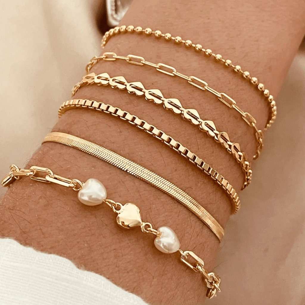 Gosfry Gold Layered Bracelets Stack - GOSFRY