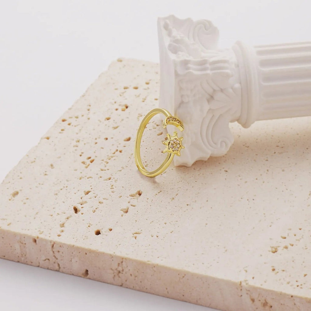 Gosfry Gold Sun Moon Rings - GOSFRY