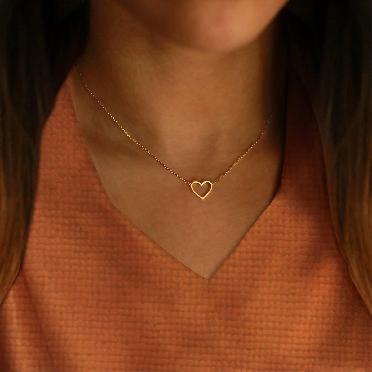Gosfry Gold/Silver Hollow Heart Necklaces - GOSFRY