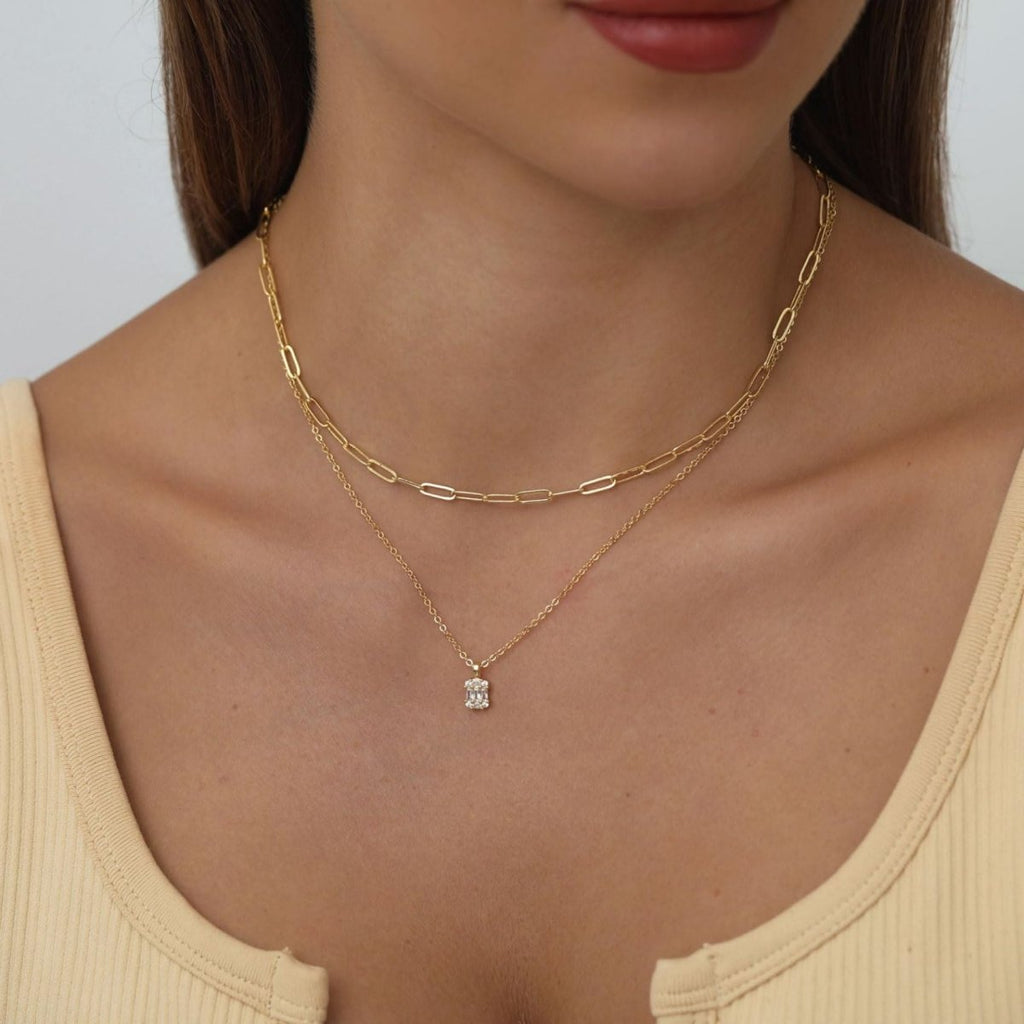 Gosfry Large Square Diamond Pendant Necklaces - GOSFRY