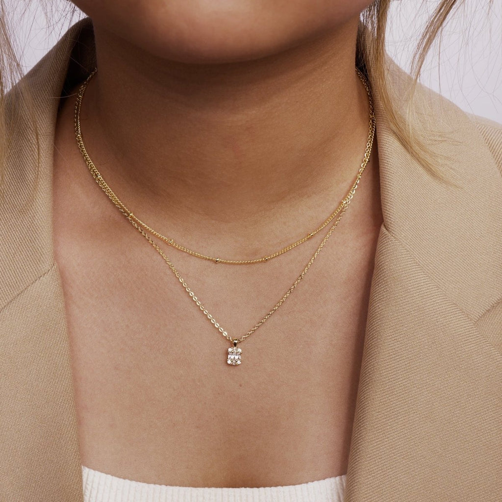 Gosfry Large Square Diamond Pendant Necklaces - GOSFRY