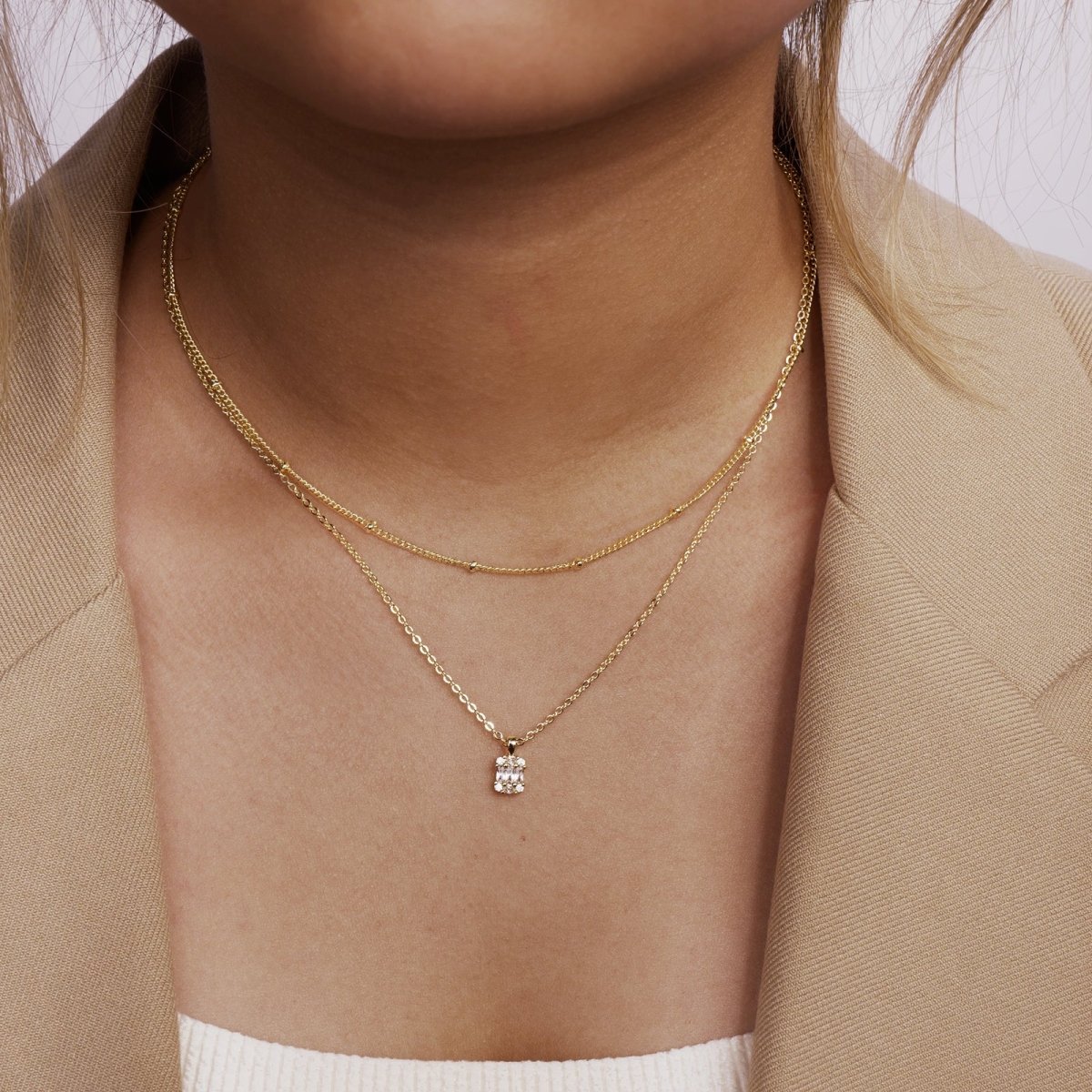 Gosfry Large Square Diamond Pendant Necklaces - GOSFRY