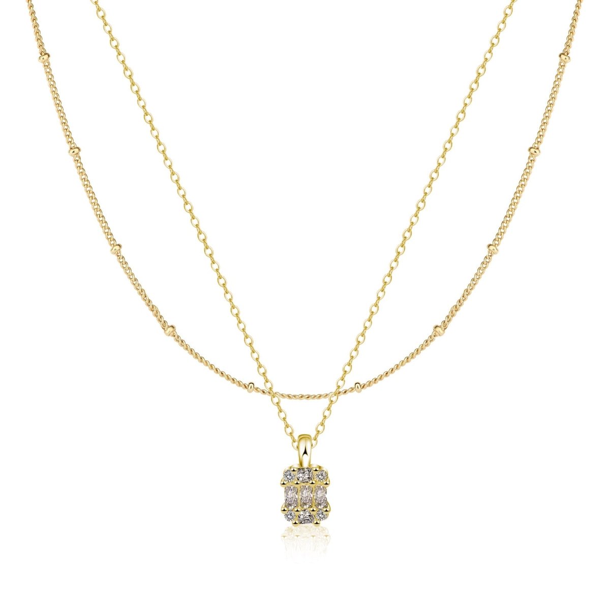 Gosfry Large Square Diamond Pendant Necklaces - GOSFRY