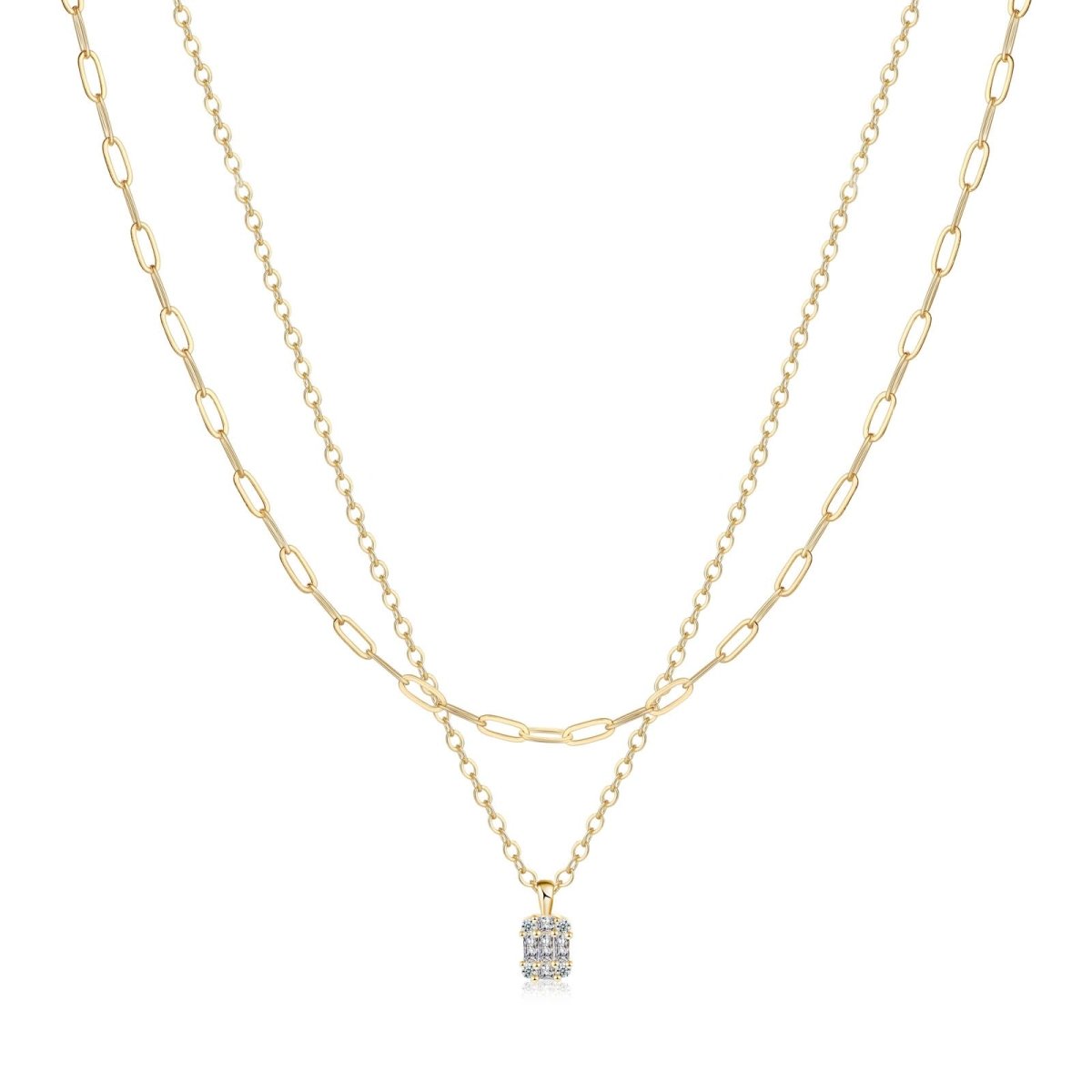 Gosfry Large Square Diamond Pendant Necklaces - GOSFRY