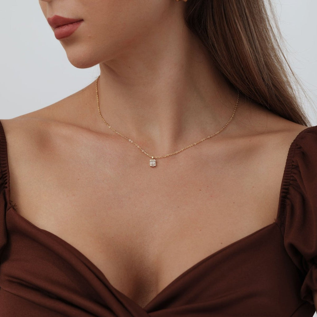 Gosfry Large Square Diamond Pendant Necklaces - GOSFRY
