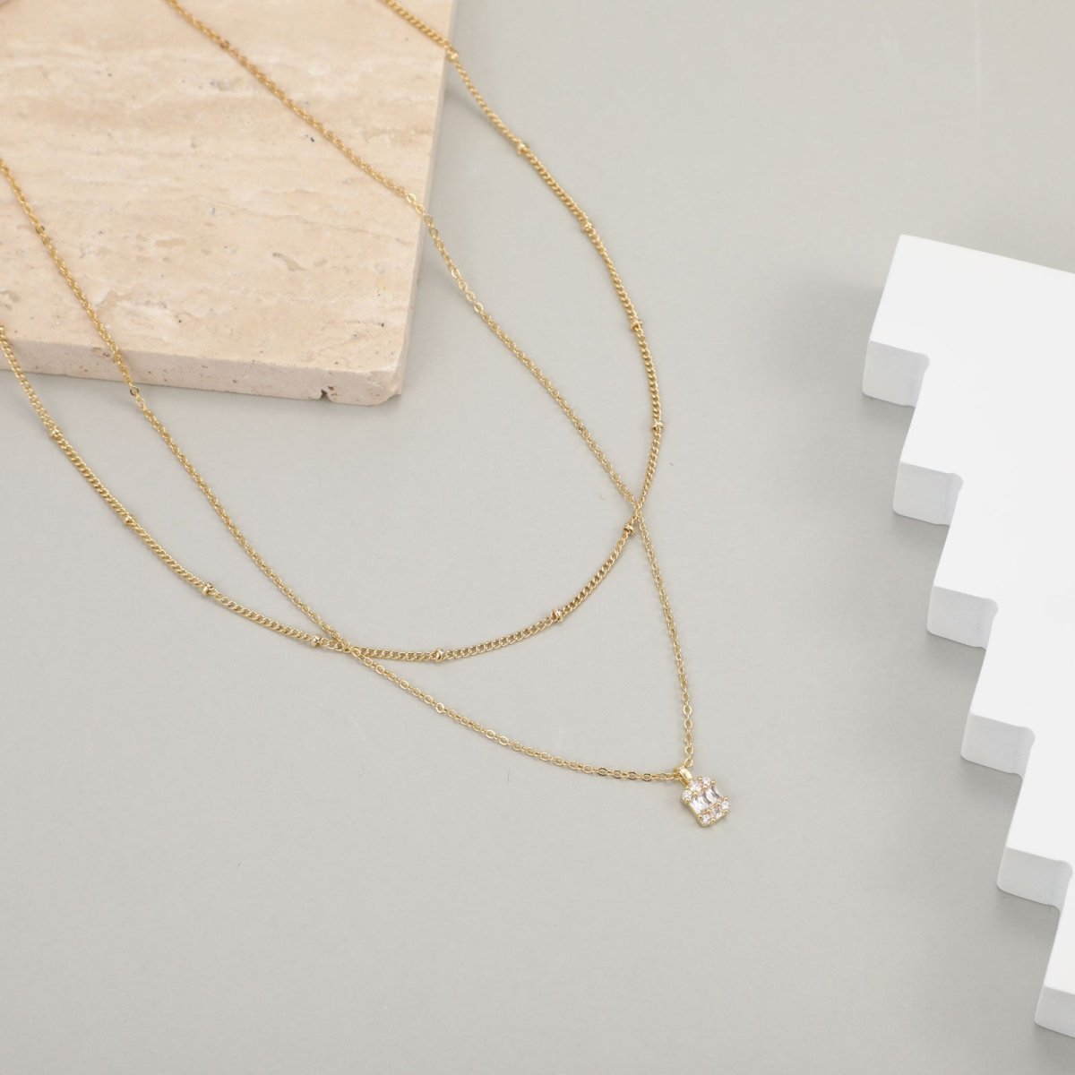 Gosfry Large Square Diamond Pendant Necklaces - GOSFRY