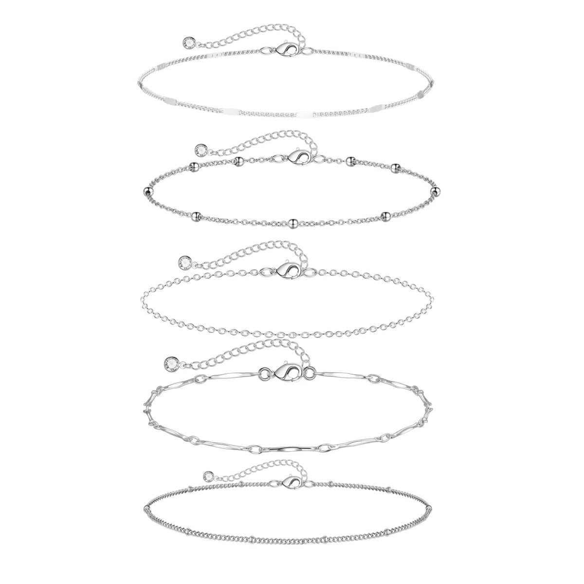Gosfry Layered Silver Anklets - GOSFRY