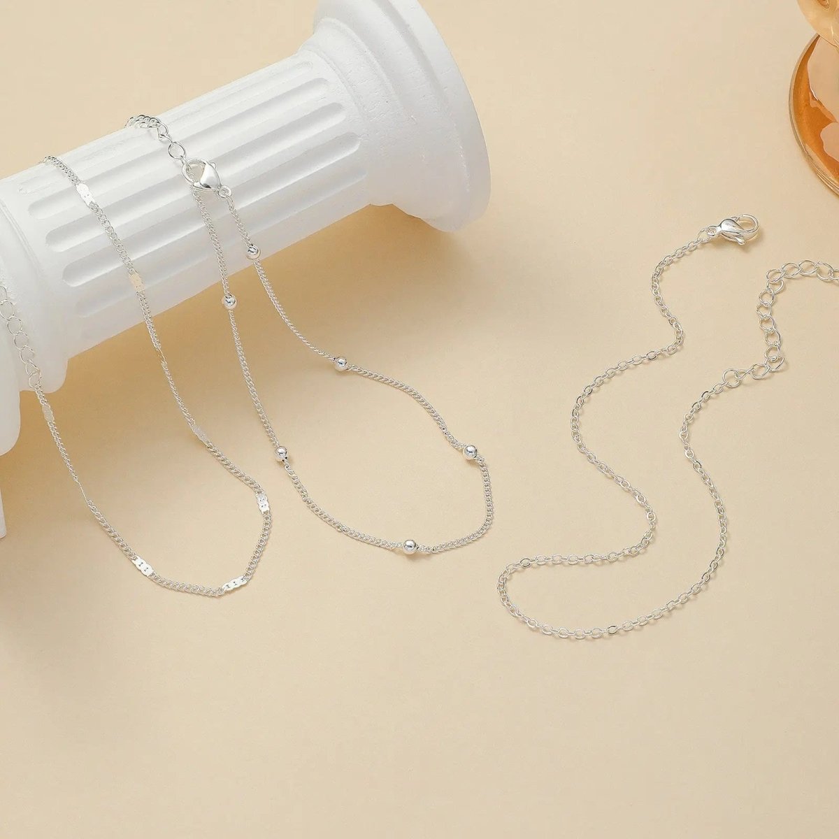 Gosfry Layered Silver Anklets - GOSFRY