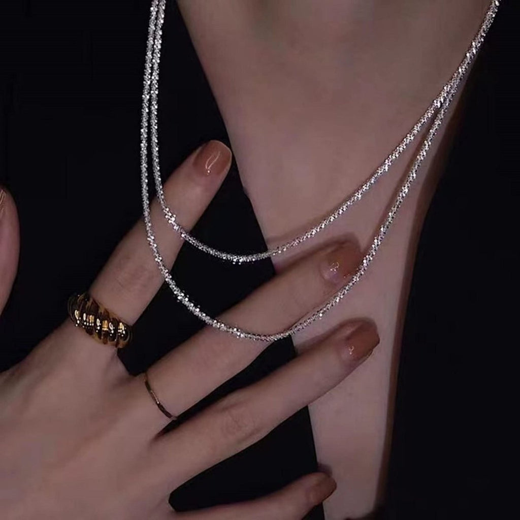 Gosfry Layered Silver Shiny Rope Necklaces - GOSFRY
