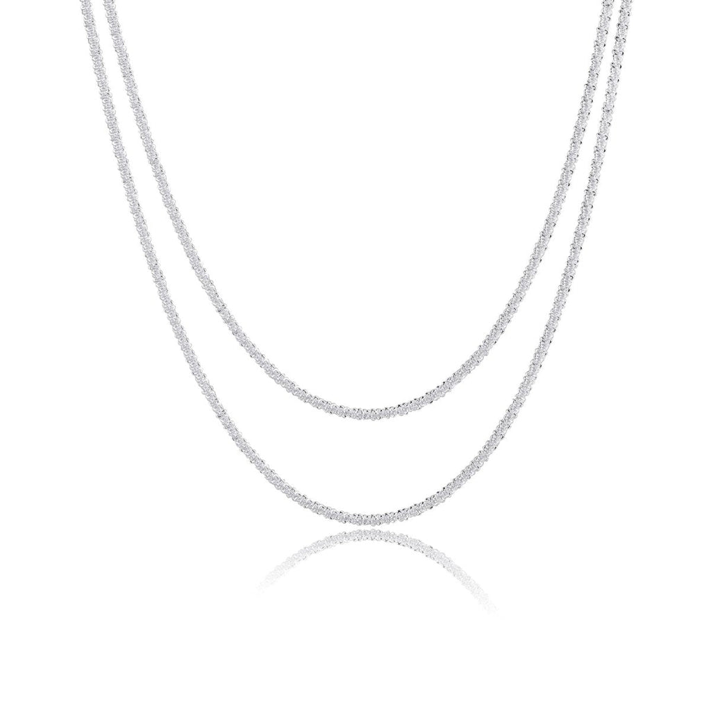 Gosfry Layered Silver Shiny Rope Necklaces - GOSFRY
