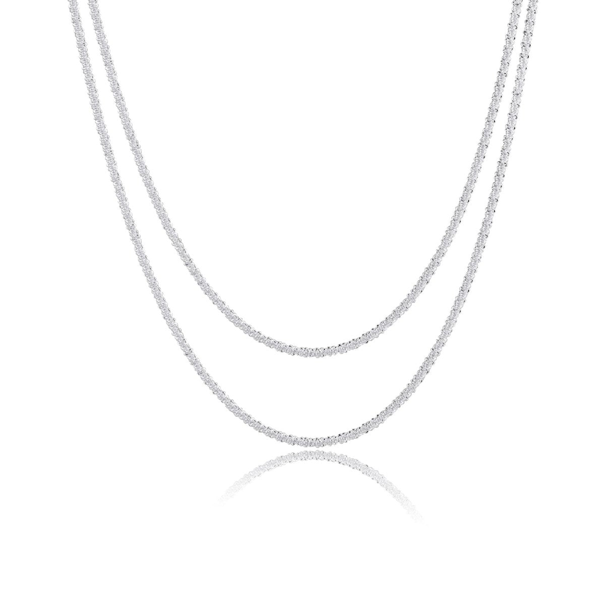 Gosfry Layered Silver Shiny Rope Necklaces - GOSFRY