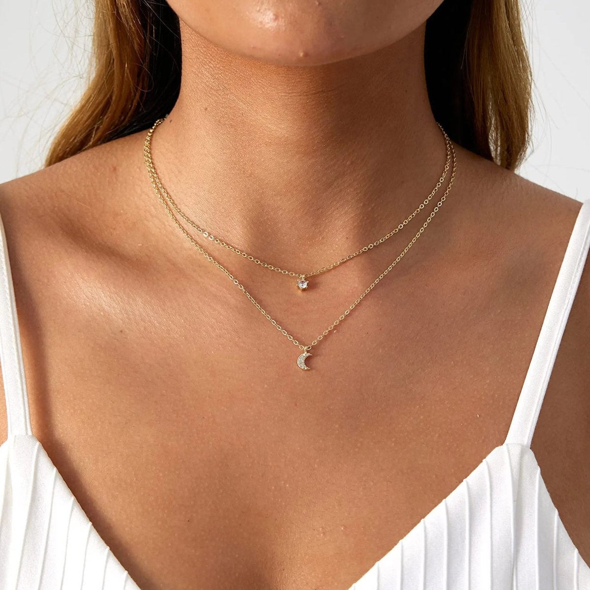 Gosfry Moon Cubic Zirconia Choker Necklaces - GOSFRY