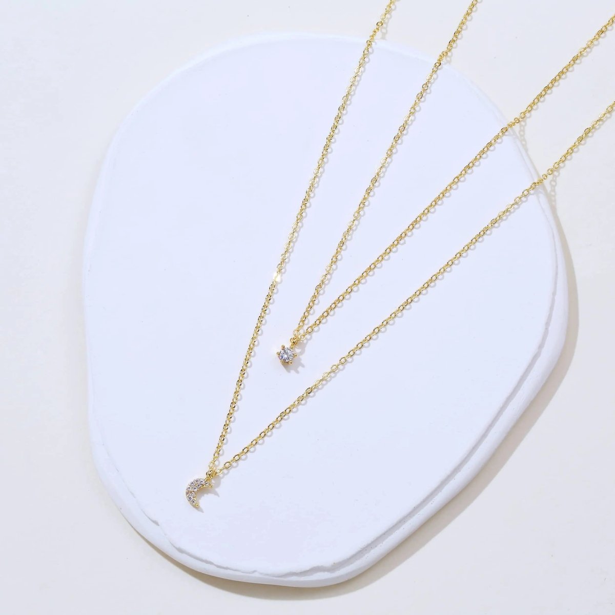 Gosfry Moon Cubic Zirconia Choker Necklaces - GOSFRY