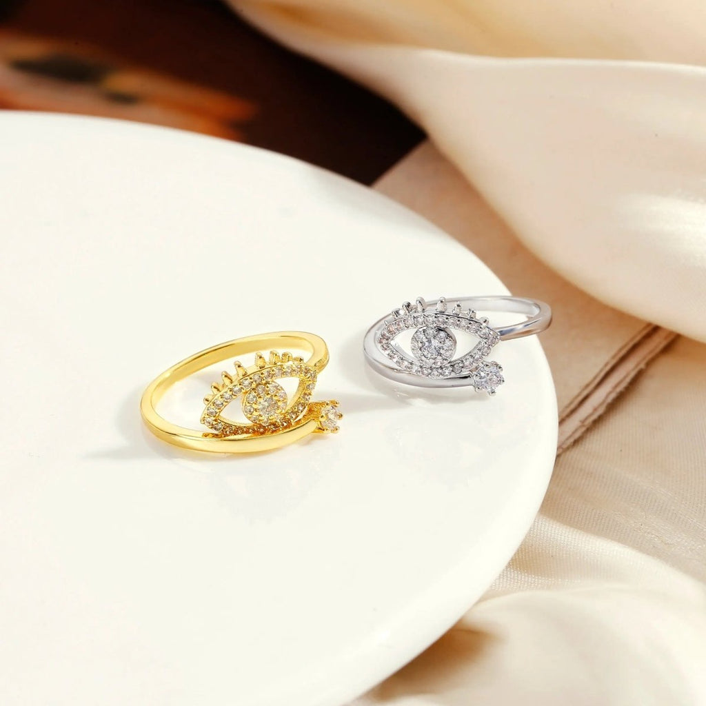 Gosfry Silver/Gold CZ Adjustable Opening Rings - GOSFRY