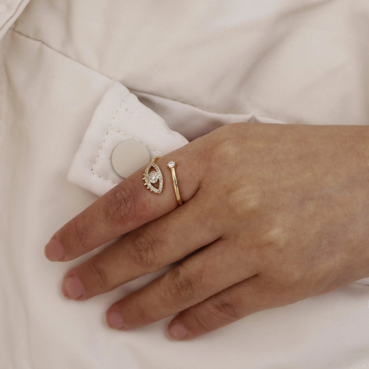 Gosfry Silver/Gold CZ Adjustable Opening Rings - GOSFRY