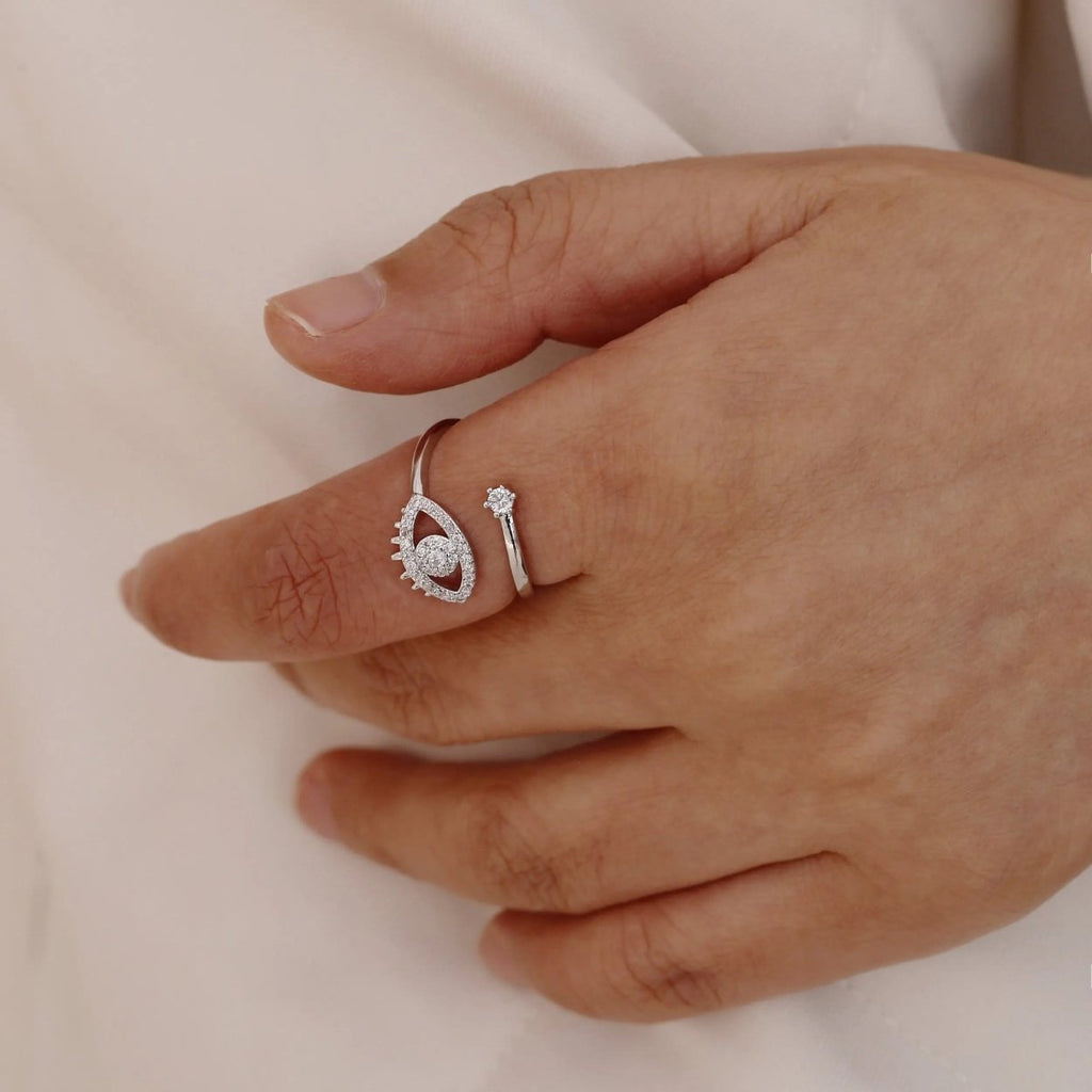 Gosfry Silver/Gold CZ Adjustable Opening Rings - GOSFRY