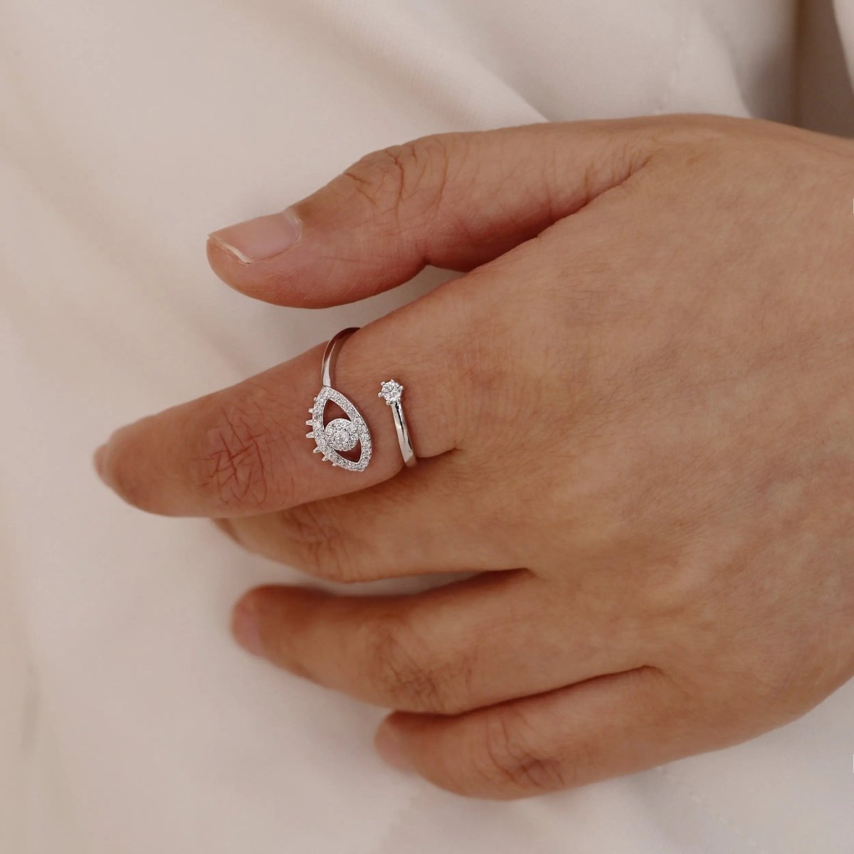 Gosfry Silver/Gold CZ Adjustable Opening Rings - GOSFRY