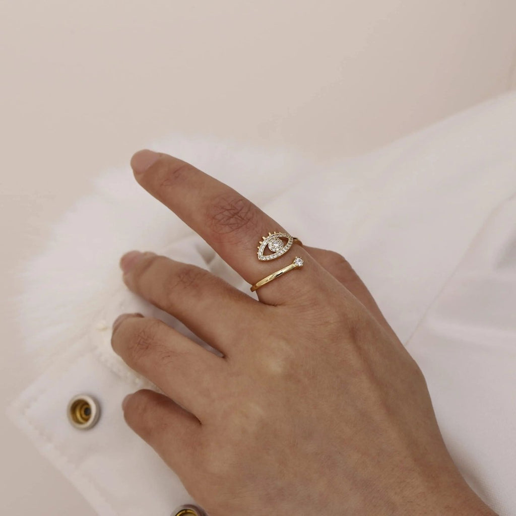 Gosfry Silver/Gold CZ Adjustable Opening Rings - GOSFRY