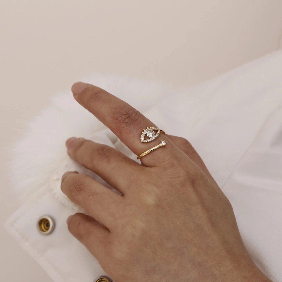 Gosfry Silver/Gold CZ Adjustable Opening Rings - GOSFRY