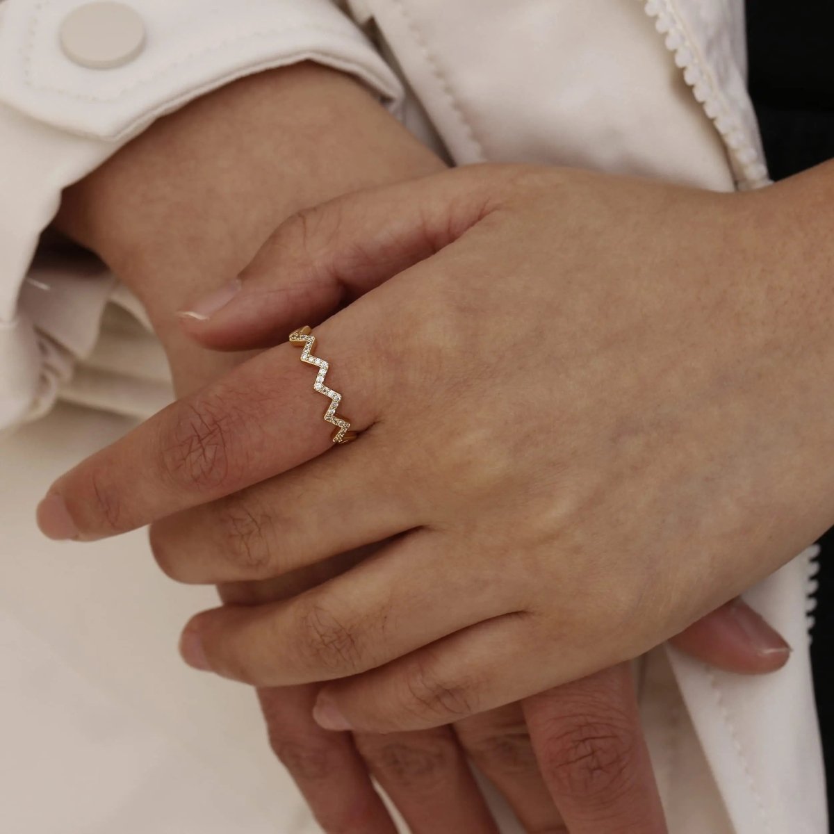 Gosfry Silver/Gold Opening Wave Pattern Rings - GOSFRY