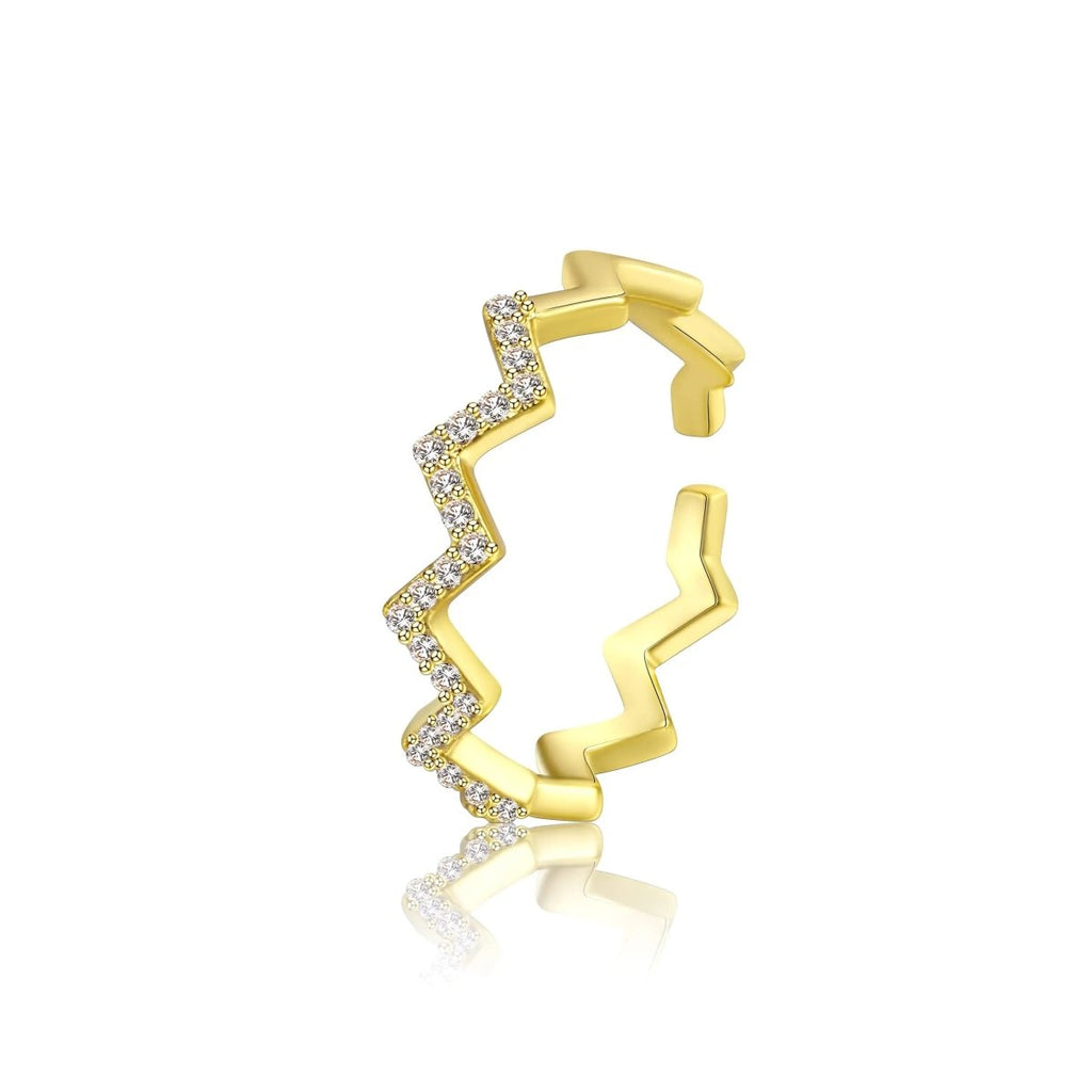 Gosfry Silver/Gold Opening Wave Pattern Rings - GOSFRY