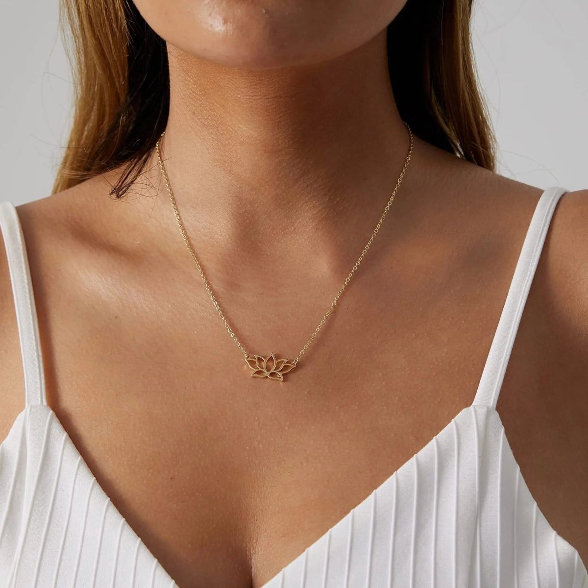 Gosfry Simple Gold Lotus Necklaces - GOSFRY