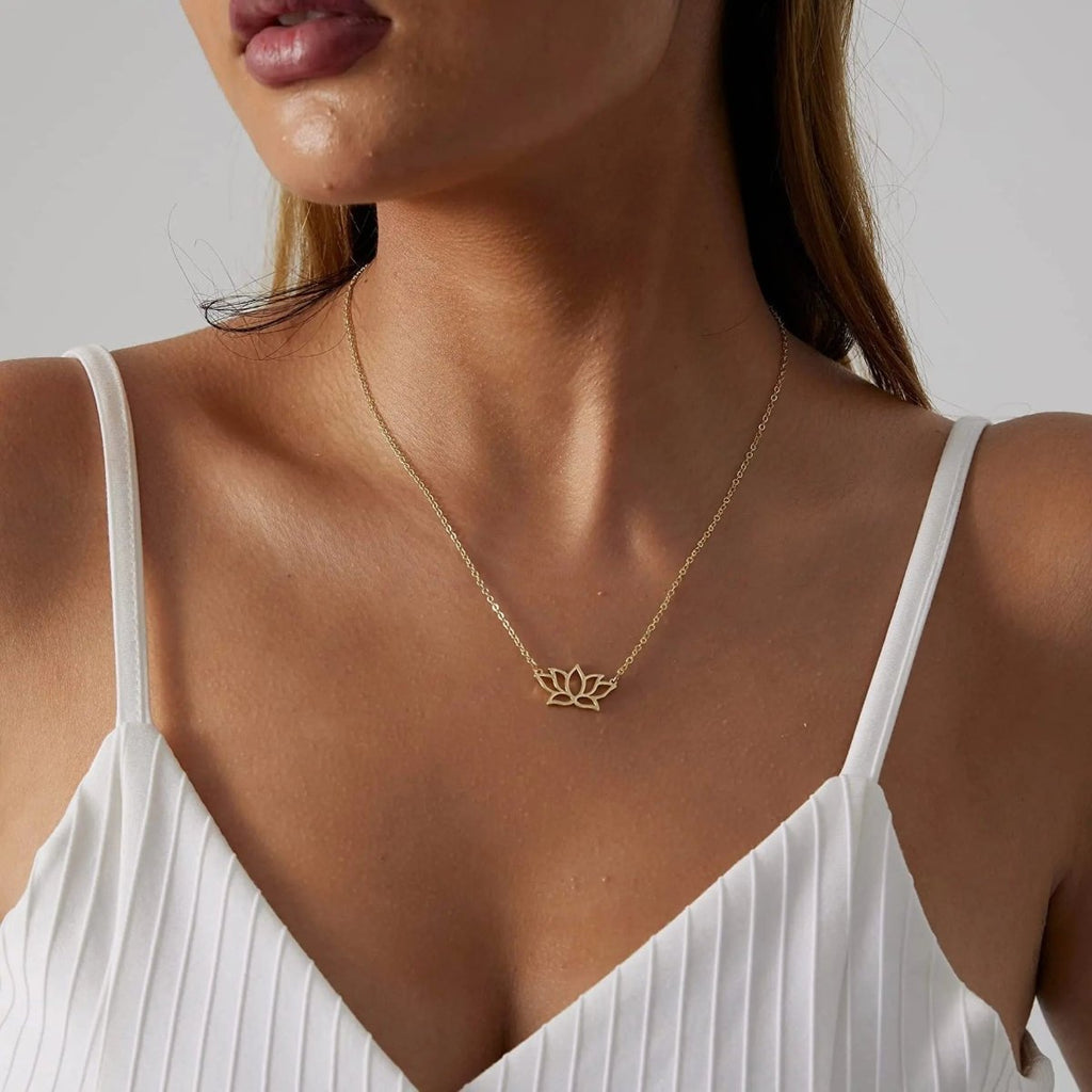 Gosfry Simple Gold Lotus Necklaces - GOSFRY