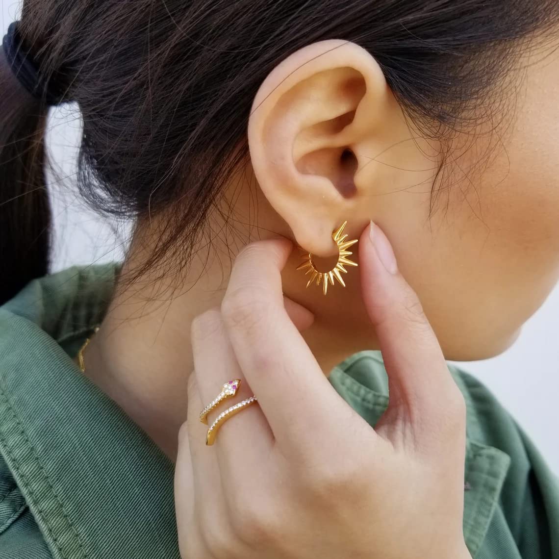 Gosfry Sun Shaped Hoop Earrings - GOSFRY