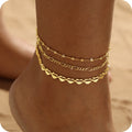 GOSFRY 14K Gold Plated Anklet Bracelets for Women Love Waterproof Stackable Set Dainty Summer Beach  Seaside Anklet Jewelry Gifts